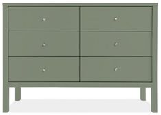 a green dresser with six drawers