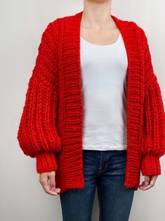 "Oversize sweater give you super warm and stylelish looking! Feastures: * open front cardigan * oversize looking * drop-shoulder sleeves * Super chunky yarn - 70% wool/ 30% acrylic blended Size: S(us 0-4) M(us 6-8) L(us 10-12)XL(14-16). Pls. choose size and color options. Measurements: size S/M: chest 51\"(130cm), length- 28\"(72cm) Size L/XL: chest 55\"(140cm), length - 30\"(76cm) If you want it in different size or measurements, pls. leave the note or convo me. Hand wash in cold water and lay Slouchy Chunky Knit Fall Cardigan, Slouchy Chunky Knit Cardigan For Fall, Oversized Chunky Knit Acrylic Sweater Coat, Oversized Acrylic Sweater Coat With Chunky Knit, Oversized Chunky Knit Sweater Coat In Acrylic, Trendy Acrylic Chunky Knit Sweater Coat, Trendy Chunky Knit Sweater Coat, Trendy One Size Chunky Knit Sweater Coat, Oversized Acrylic Knit Cardigan