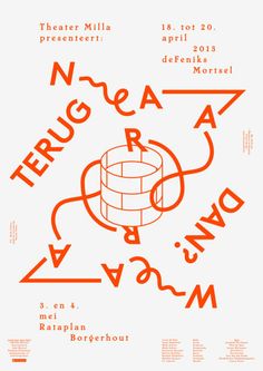 an orange and white poster with the words neugra on it's side