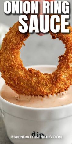 onion ring sauce in a white bowl with text overlay