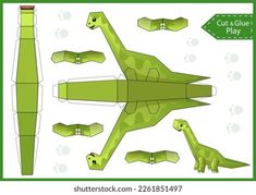 the paper model of a dinosaur is cut and glue