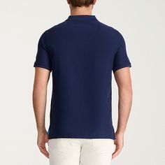 Versatile and stylish, the IZOD Advantage Performance polo combines comfort, quality, and fit. This own-it-in-every-color men's polo is designed for everyday wear with a classic 2-button placket, subtly darker trim, and a roll-resistant collar. Featuring a regular cut, our short-sleeve polo shirt for men is crafted from a naturally stretchy and cooling fabric with UV-15 sun protection that pulls moisture from the skin and dries quickly for added comfort. Our polo is made from a breathable blend Slim Fit Collared Top With Placket, Blue Cotton V-neck Shirt, Slim Fit Short Sleeve Top For Business Casual, Relaxed Fit Tops With Collared Neckline In Solid Color, Solid Relaxed Fit Tops With Collared Neckline, Solid Color Tops With Collared Neckline And Relaxed Fit, Solid Collared Neckline Tops With Relaxed Fit, Slim Fit Cotton Top With Polo Collar, Navy Casual Top With Collared Neckline