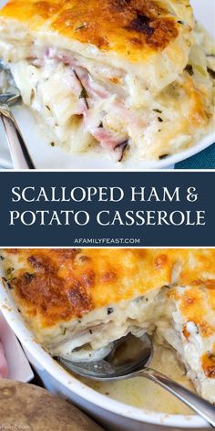 this is an image of scalloped ham and potato casserole