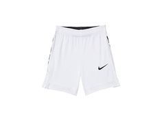 Nike Kids Dry Shorts Elite Stripe (Little Kids/Big Kids) - Boy's Clothing : White/Black : Get him what he needs to run the courts with the Nike Kids Dry Shorts Elite Stripe shorts! Showcasing a regular fit, lightweight moisture-wicking construction, and an elasticized drawstring waistband, these shorts are perfect for any activity. Dri-FIT technology wicks perspiration towards the fabric surface where it can evaporate. Practice shorts feature on-seam hand pockets, striped side panels and notched Polo Ralph Lauren Kids, Stripe Shorts, Nike Kids, Side Panels, Free Kids, Drawstring Waistband, Striped Shorts, Wicks