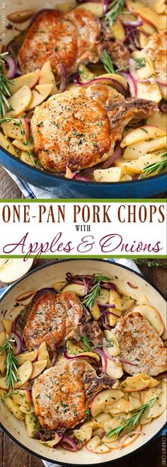 one pan pork chops with apples and onions