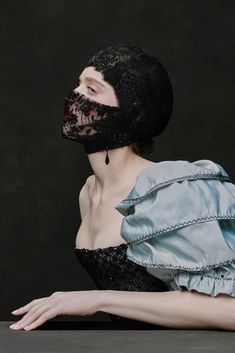 Ulyana Sergeenko Couture Spring 2019 [PHOTOS] – WWD Trend Board, 2019 Couture, Crochet Mask, Ulyana Sergeenko, Mask Fashion, Fashion Mask, Mode Vintage, Blue Wedding, A Mask