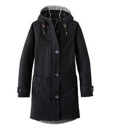 #LLBean: Women's Bean's West End Wool Coat Cbk Style, Black Wool Coat Women, Black Capsule Wardrobe, Peacoat Womens, Wool Coat Black, Polo Coat, Duffel Coat, Womens Quilted Jacket, Travel Clothes