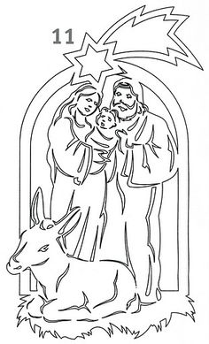 nativity Nativity Clipart, Paper Cut Design, Christmas Stencils, Scroll Saw Patterns, Bible Crafts, Christmas Templates, Holy Family, Christmas Nativity, Christmas Coloring Pages