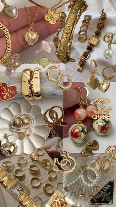 #gold #jewlery #golden #gucci #prada #cleangirl #cleangirlaesthetic Body Jewelry Diy, Golden Aesthetic, Golden Jewellery, Aesthetic Things