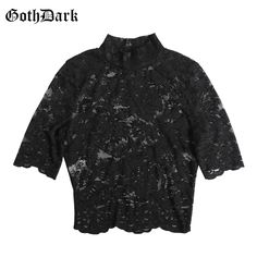 FREE SHIPPING Goth Dark Aesthetic Mesh Hollow Out T-shirts Hole Patchwork Crop Top Solid T-shirt Gothic Transparent Embroidery T shirt Lace JKP2215 Fitted Lace Top T-shirt With Crew Neck, Fitted Short Sleeve Lace Top T-shirt, Fitted Lace Top Crew Neck T-shirt, Short Sleeve Stretch Lace Top, Stretch Lace Top With Short Sleeves, Fitted Lace Top T-shirt With Short Sleeves, Fitted Lace Top Short Sleeve T-shirt, Transparent Embroidery, Patchwork Crop Top