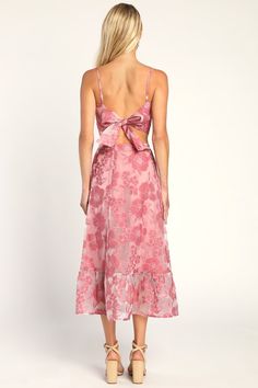 From upscale brunches to impromptu soirees, the Lulus Certainly Stylish Mauve Pink Burnout Floral Two-Piece Midi Dress brings the fashion! Sheer woven fabric, with a burnout jacquard mauve pink floral pattern, shapes a fitted crop top with a sweetheart neckline, adjustable straps, and long sashes that tie at back. Matching midi skirt begins with a high banded waist and falls to a tiered hem. Hidden back zipper/clasp. Fit: This garment fits true to size. Length: Mid-calf length. Size medium Bust: Great for any cup size. Waist: Fitted - very fitted at natural waist. Hip: Loosely Fitted. Undergarments: May be worn with an adhesive bra, petals, or no bra. Fabric: Fabric has no stretch. Lined. Shell: 50% Polyester, 50% Cotton. Lining: 100% Polyester. Hand Wash Cold. Do Not Bleach. Line Dry. Iro Birthday Dresses For Women, Fire Birthday, Birthday Dress Women, Pink Dress Women, White Veil, Fitted Crop Top, Floral Two Piece, Latest Fashion Dresses, Lulu Fashion