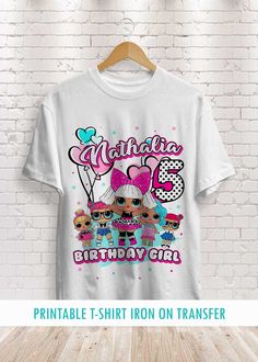 Lovely LOL Surprise Dolls Birthday Shirt Iron on Transfer personalized for your girl&apos;s party . Digital file. Order now! Lol 4th Birthday Shirt, Lol Surprise Doll Birthday Shirt, Lol Surprise Birthday Shirt, Lol Birthday Shirt, Seventh Birthday, Girly Party Ideas, Kid Birthday Outfits, 5th Birthday Girls, Disney Birthday Shirt