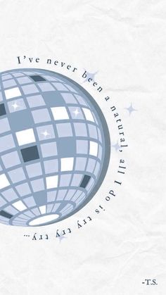 a blue and white wallpaper with an image of a disco ball