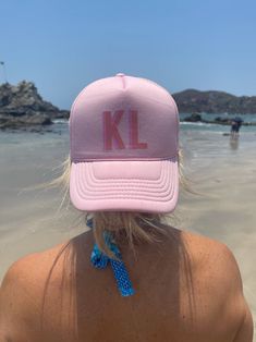 Brides, bachelorette, birthdays and more! This personalized hat is the perfect memorable gift that can be worn year round! Details: Seamless foam front Slightly curved visor Custom wording is permanent but not embroidered (no thread) Enter monogram in personalization box One size fits most - plastic snap closure Shadow Monogram, Personalized Hat, Pink Trucker Hat, Monogram Hats, Black Trucker Hat, Straw Hat Beach, Embroidered Towels, Travel Jewelry Case, Custom Sweatshirts