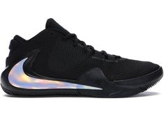 Check out the Nike Zoom Freak 1 Black Multi Photo Blue available on StockX Nike Black Basketball Shoes, Nike Black Basketball Sneakers, Nike Shoes Basketball, Nike Urban Black Basketball Shoes, Black High-top Basketball Shoes With Shock Absorption, Shoe Rotation, Hoop Shoes, Nike Zoom Kobe