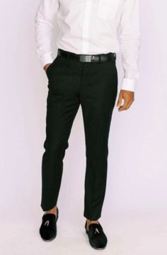 Black slim fit slacks. The model is also wearing a white shirt with black loafers and a black belt. Hoco Fits, Black Slim Fit Dress Pants, Slim Dress Pants, Slim Fit Dress Pants, Fitted Dress Pants, Slim Fit Dress, Slim Fit Dresses, Slim Dresses, Fit Dress