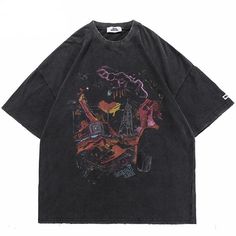 "Harajuku Streetwear - Harajuku Style Vintage Washed "Chaos" Tee - High Quality Japanese Streetwear Chaos Tee, Harajuku Grunge, Y2k Tops, Cooler Look, Streetwear Tshirt, T Shirt Oversized, Harajuku Fashion, Streetwear Women, Oversized Tee