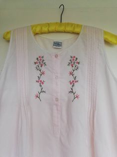 "This is a very pretty 100%cotton nightie. It is in good vintage condition. Measurements Chest is 42\" Length is 45 3/4\" I estimate up to size 12" Lace Neck Design, Neck Design Ideas, Cotton Nighties, House Coat, Lace Neck, Kurti Neck, Pretty Lights, Sewing Accessories, Cotton Lights