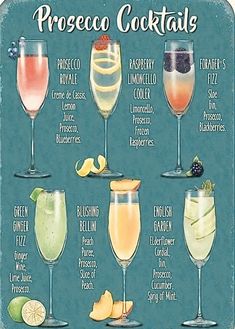 a poster with different types of cocktails