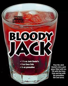 Bloody Jack Party Drink Recipes, Horror Birthday, Pocket Cocktails, Bartender Recipes, Cocktail Halloween, Disney Dishes, Halloween Party Drinks, Bad Advice