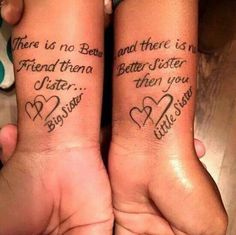 two people holding hands with tattoos on their arms and the words, there is no better friend