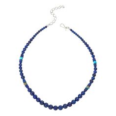 Jay King Sterling Silver Lapis and Turquoise Bead Necklace  Add a touch of brilliant blue color to your neckline with this lovely lapis necklace. Handcrafted from polished beads of Afghani lapis, it features accents of Chilean turquoise with a gold-colored matrix. From Jay King.       Approx. 18-1/4"L x 3/8"W with 2-3/4" extender     Stamped .925     Hook closure     Necklace has round and freeform blue lapis beads with gold-color matrix turquoise bead accents   Stone Information       All sizes Spiritual Blue Turquoise Necklace With Spacer Beads, Turquoise Lapis Lazuli Beaded Necklace With Round Beads, Turquoise Lapis Lazuli Beaded Necklace, Turquoise Lapis Lazuli Beaded Necklace With Polished Beads, Turquoise Lapis Lazuli Round Bead Jewelry, Turquoise Lapis Lazuli Necklace With Polished Beads, Single Strand Lapis Lazuli Round Bead Jewelry, Blue Single Strand Lapis Lazuli Beads, Blue Lapis Lazuli Single Strand Jewelry