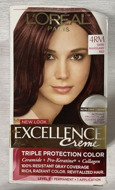 L'Oreal Excellence Creme Permanent Hair Color 4RM Dark Mahogany Red. Auburn Hair Color, Mahogany Hair, Wood Dishes, Dark Mahogany, Hair Color Auburn, Auburn Hair, Permanent Hair Color, L Oreal, Great Hair