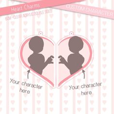 two heart shaped images with the words, your character here