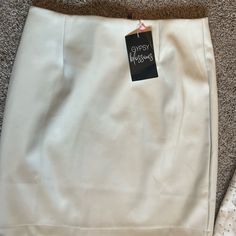 Bought For My Bachelorette Party, Never Wore It. Nwt Cream Mini Skirt For Spring Parties, Cream Party Bottoms With Lined Skirt, Cream Fitted Mini Skirt For Party, Cream Lined Skirt For Party, Beige Lined Mini Skirt For Night Out, Cream Mini Skirt For Party, Beige Lined Skirt For Party, Beige Pencil Mini Skirt For Party, Sparkly Skirt