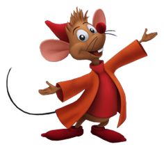 a cartoon mouse wearing an orange coat and red shoes with its arms out in the air