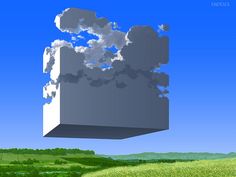 an image of a cube floating in the sky