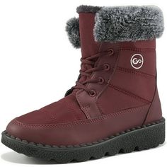 Women's Mid-Calf Snow Boots. Designed with a faux fur lining, these boots provide ultimate comfort and warmth, making them the perfect choice for outdoor activities in the snow. The thickened construction ensures durability and protection against cold weather, while the lace-up design offers a secure fit. With anti-slip soles, you can confidently walk on slippery surfaces without worrying about accidents. Size: 9.  Color: Red.  Gender: female.  Age Group: adult. Fall Boots Tall, Ladies Snow Boots, Lace Up Winter Boots, Womens Fall Boots, Boot Pulls, Fashionable Snow Boots, Winter Shoes For Women, Suede Boots Knee High, Snow Boots Women