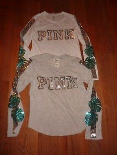 VICTORIAS SECRET PINK "PINK" BLING TROPICAL PALM CREW LONG SLEEVE TEESHIRT NWT | eBay Pink Stretch T-shirt For Fall, Victoria's Secret Cotton T-shirt For Summer, Victoria's Secret Crew Neck T-shirt For Summer, Trendy Victoria's Secret Crew Neck Top, Victoria's Secret Casual Graphic Print T-shirt, Victoria's Secret Casual T-shirt For Spring, Victoria's Secret Casual Graphic T-shirt, Victoria's Secret Casual Cotton T-shirt, Pink Letter Print Top By Victoria's Secret