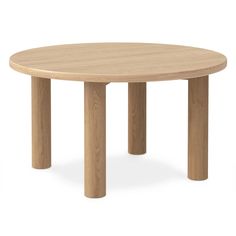 a round wooden table with two legs on the bottom and one leg raised to the side