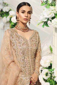 Pakistani Dress Lehenga Kameez, Nameera By Farooq, Bridal Sharara, Sharara Dress, Pakistani Bridal Lehenga, Net Gowns, Bridal Dupatta, Backless Gown, Zardozi Work