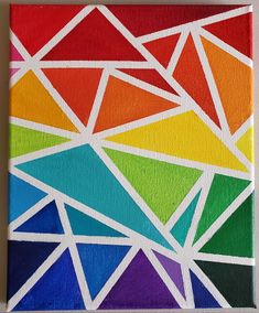 a colorful painting with many different colors and shapes on the canvas, it is easy to paint