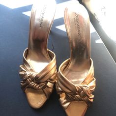 Vintage D&G Gold Kitten Sandals. Runs Small. Kitten Sandals, Shoes Dolce Gabbana, Dolce Gabbana Shoes, Mule Clogs, Mules Shoes, Mule, Clogs, Dolce And Gabbana, Kittens