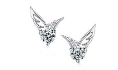 Angel Wings Crystal Stud Earrings Angel Earrings, Angel Wing Earrings, Zircon Jewelry, Cz Stud Earrings, Studs Earrings, Wing Earrings, Cz Earrings, Crystal Stud Earrings, Hypoallergenic Earrings