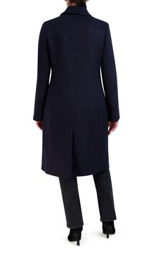 Be perfectly polished in this longline coat elevated in a wool blend with an asymmetric one-button front. 40" length Notched lapels Lined 55% wool, 35% polyester, 5% acrylic, 5% other fibers Dry clean Imported Chic Wool Peacoat For Formal Occasions, Elegant Fitted Peacoat For Office, Chic Fitted Peacoat For Formal Occasions, Chic Fitted Formal Peacoat, Elegant Workwear Peacoat With Hidden Button Closure, Chic Wool Peacoat For Office, Elegant Fitted Peacoat For Work, Fitted Long Wool Business Coat, Fitted Long Wool Pea Coat