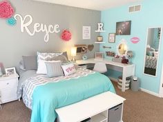 Bedroom Teal, Teal Bedroom, Teenage Bedroom, Teen Bedroom Decor