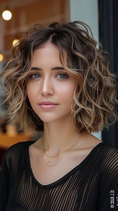 Curly Bob Round Face Over 40, Balayage Highlights And Lowlights, Block Dimensional Color Hair, Perms For Round Faces, Curly Haircuts Middle Part, Shirt Curly Bob, Short Hair Cowboy Hat Hairstyles, Short Curly Hair 2024