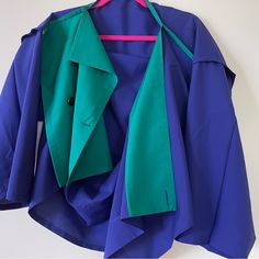 Issey Miyake Origami Jacket A Match To 2 Items In My Closet. 100% Authentic. New. Modern Blue Long Sleeve Blazer, Modern Blue Spring Outerwear, Origami Jacket, Issey Miyake, My Closet, Origami, Blue Green, Color Blue, Jackets & Coats