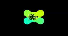 the new soccer fund logo is shown in neon green and yellow on a black background