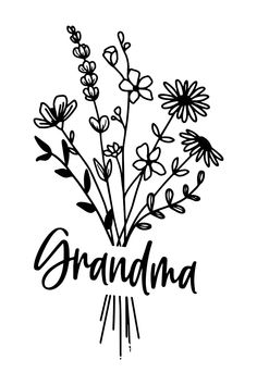 Wild Flower SVG | Cricut Flowers SVG | Grandma SVG Free Floral Svg, Grandma Doodle, Grandma Clipart, Wild Flower Svg, Flower Grandma, Cricut Stencil, Cricut Flowers, Fun Drawings, 10 Mayo