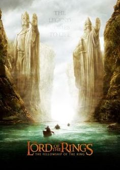 the lord of the rings movie poster with two men in rowboats on water