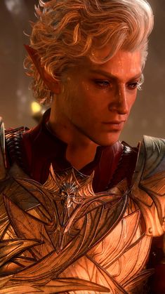 a close up of a person with blonde hair and an elf makeup look on their face