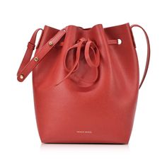 Mansue Gavriel Small Bucket Bag - Fashionably Yours Small Bucket Bag, Small Buckets, Leather Hardware, Mansur Gavriel, Small Handbags, Crossbody Strap, Gold Hardware, Red Leather, Bucket Bag