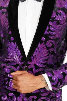 Product Detail Material: 65% Polyester 35% Viscose Design Shawl Collar & Sequin Embroidery Package 1*Jacket Occasion Stage / Red Carpet / Party / Dinner Jacket / Party Step into the realm of sartorial excellence with the Purple Suit Men's Floral Pattern Sequin Embroidery Blue Tuxedo Jacket. This extraordinary garment redefines elegance and sets you apart from the crowd at any formal event.Meticulously crafted, this purple tuxedo jacket showcases intricate floral pattern sequin embroidery that ex Purple Prom Tuxedo Ideas, Prom Tuxedo Ideas, Blue Tuxedo Jacket, Purple Tuxedo, Prom Jacket, Embroidery Shawl, Shawl Collar Tuxedo, Blue Tuxedo, Purple Suit