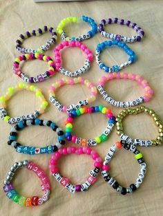 Fun Things To Customize, Rave Kandi Words, Kandi Perler Bracelets, Cool Words To Put On Bracelets, Festival Bracelet Ideas, Cute Kandi Bracelet Ideas, Words For Kandi Bracelets, Fun Kandi Ideas, Kandy Ideas Rave