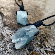 Beautiful handmade raw Aquamarine pendant, with an adjustable black necklace cord. Aquamarine, is considered to be a crystal of protection, that brings to the wearer calmness, stress relief, courage, and luck. These necklaces are unique creations that will shine the uniqueness in you. It can be a great gift for your loved one or yourself! *'¨) ¸.*'¸.**'¨) ¸. (¸.*' (¸.*` ♥ *FREE INTERNATIONAL SHIPPING ►►You will receive a necklace randomly selected from the available batch. ►►As natural crystals, Adjustable Mineral Crystal Necklace With Raw Stone, Adjustable Crystal Necklace With Large Stone As Gift, Adjustable Crystal Necklace With Large Stone In Spiritual Style, Adjustable Spiritual Crystal Necklaces With Raw Stone, Adjustable Spiritual Crystal Necklace With Large Stone, Turquoise Waxed Cord Jewelry Gift, Adjustable Pendant Necklace With Raw Stone, Blue Raw Stone Crystal Necklace Gift, Blue Raw Stone Crystal Necklace As Gift